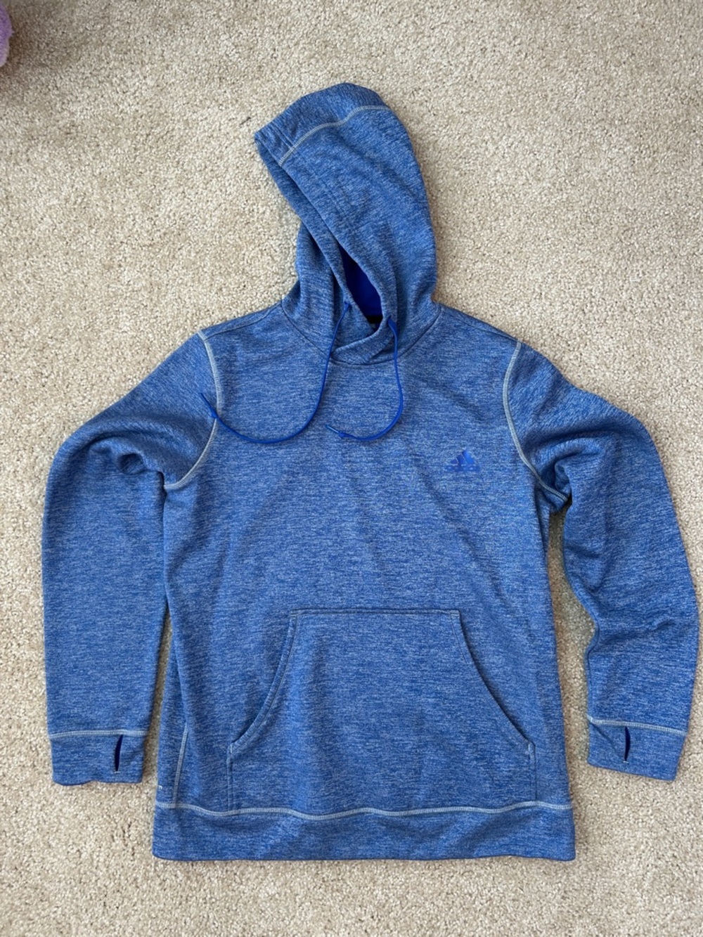 Adidas Classic Blue Hooded Pullover Sweatshirt - Athletic Hoodie